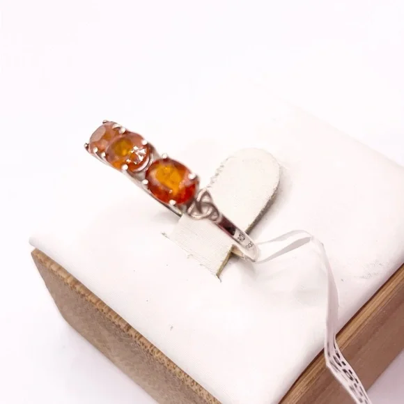 Size 6.5 Rare Orange Kyanite gemstones 925 Sterling Silver Ring - Picture 2 of 7